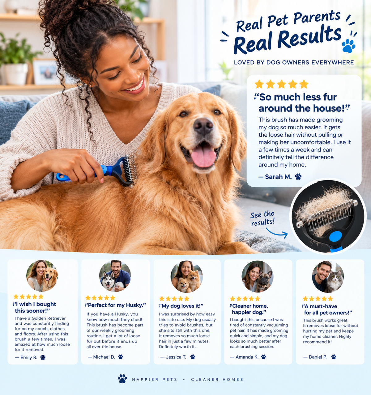 FurEase™ Self-Cleaning Deshedding Brush