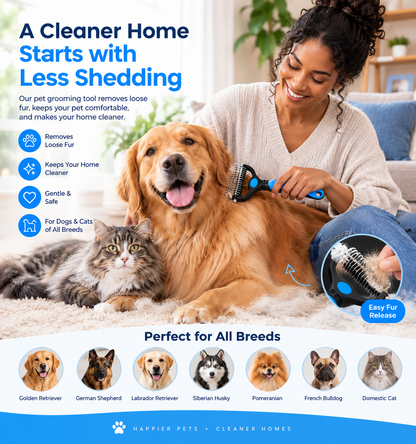 FurEase™ Self-Cleaning Deshedding Brush