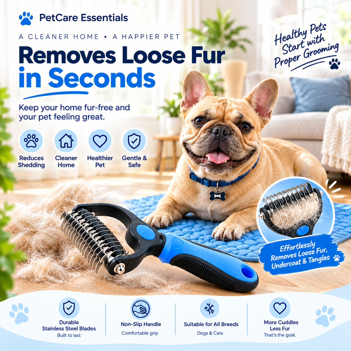 FurEase™ Self-Cleaning Deshedding Brush